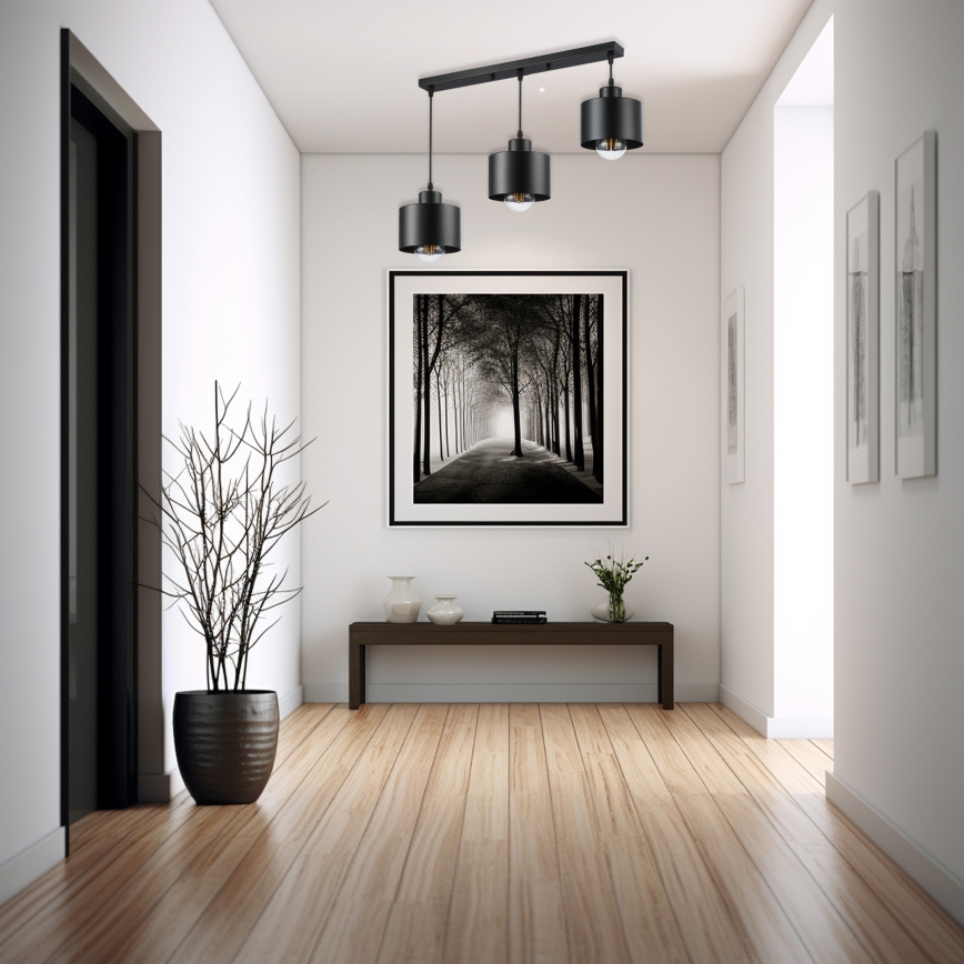 Candeeiro suspenso 3xE27/35W/230V preto