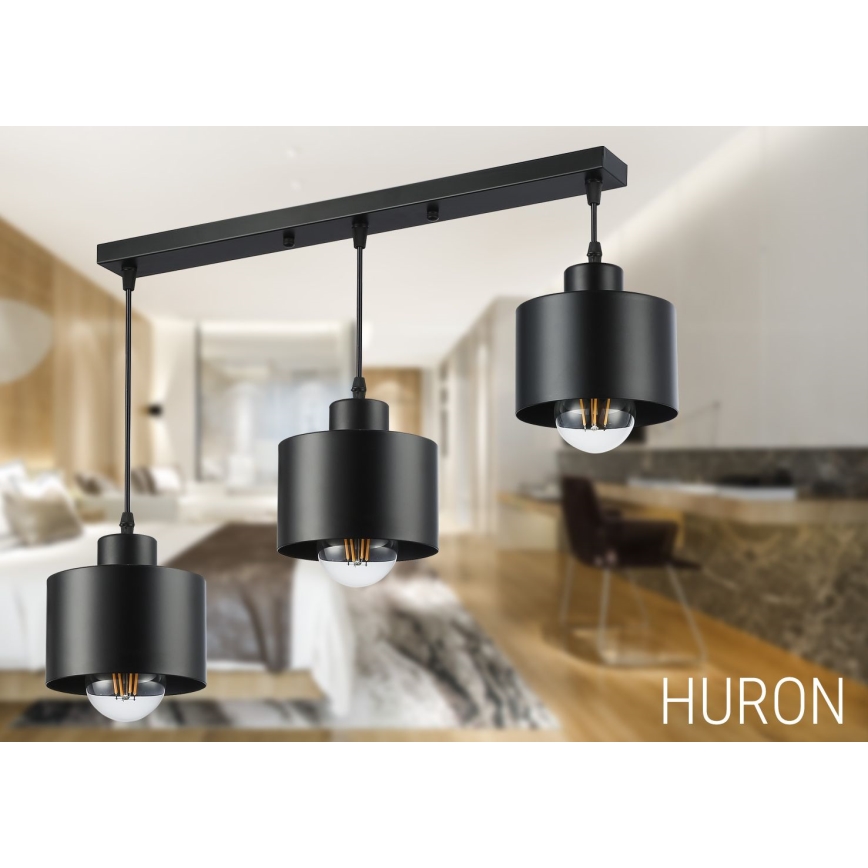 Candeeiro suspenso 3xE27/35W/230V preto