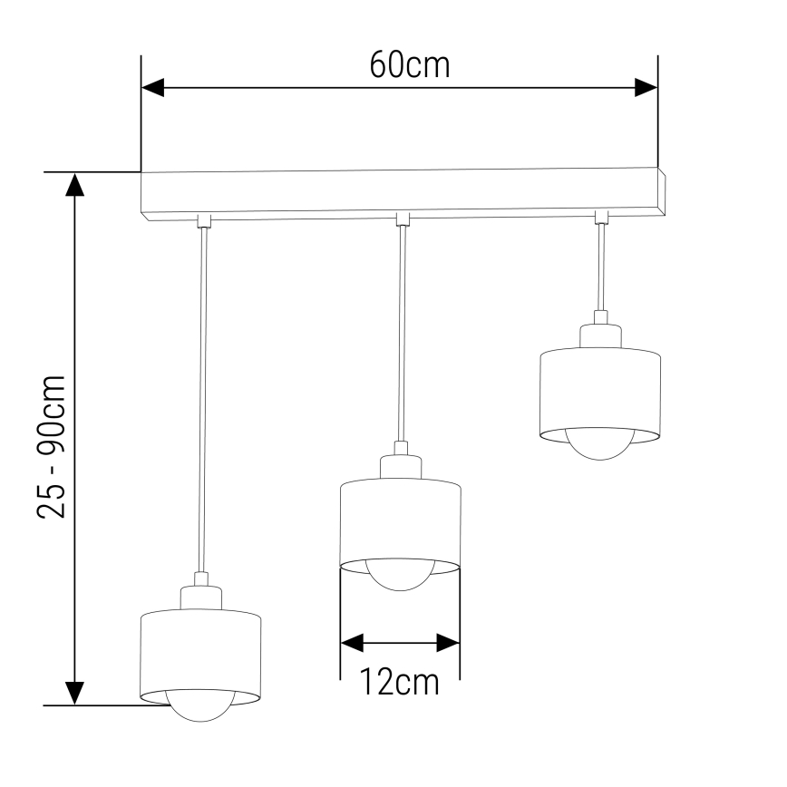 Candeeiro suspenso 3xE27/35W/230V preto