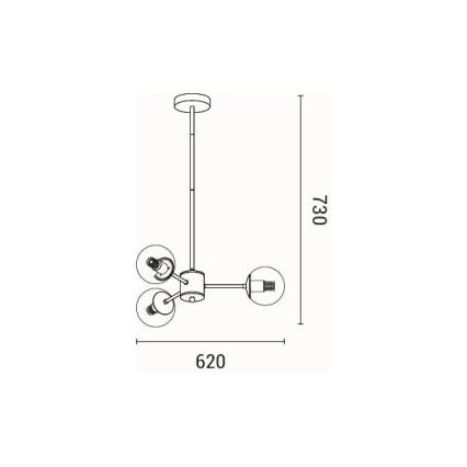 Candeeiro suspenso 3xE27/40W/230V latão