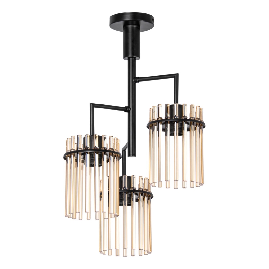 Candeeiro suspenso 3xE27/60W/230V preto/bege