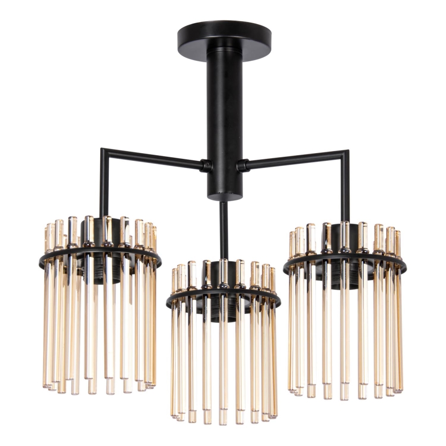 Candeeiro suspenso 3xE27/60W/230V preto/bege