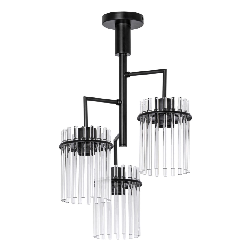 Candeeiro suspenso 3xE27/60W/230V preto/transparente