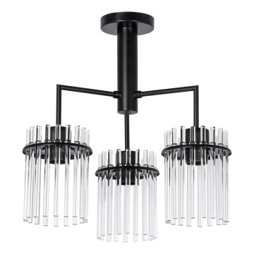 Candeeiro suspenso 3xE27/60W/230V preto/transparente