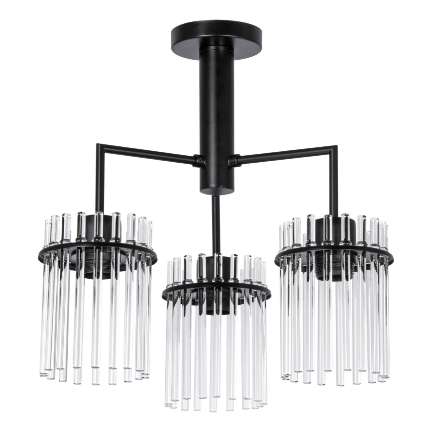Candeeiro suspenso 3xE27/60W/230V preto/transparente