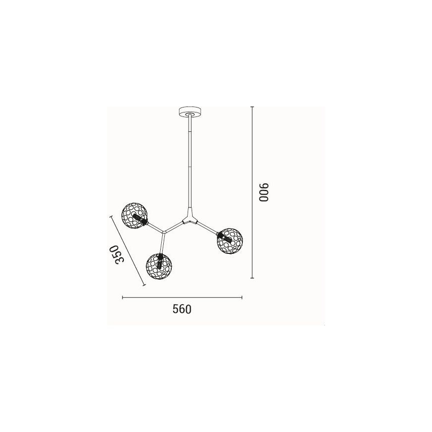 Candeeiro suspenso 3xG9/15W/230V cinzento