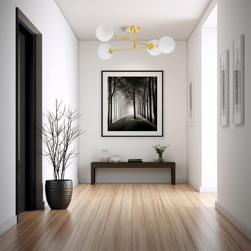 Candeeiro suspenso 4xE27/35W/230V diâmetro 70 cm dourado