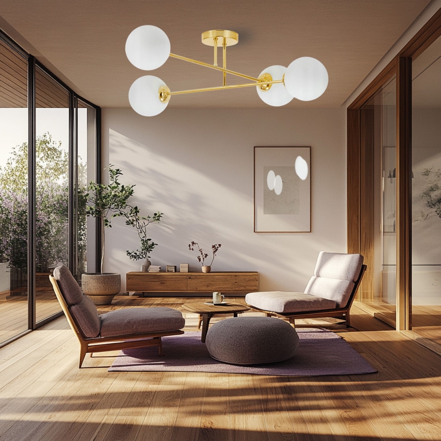 Candeeiro suspenso 4xE27/35W/230V diâmetro 70 cm dourado