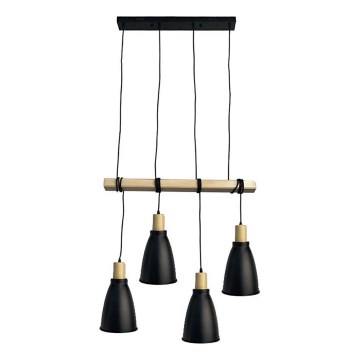 Candeeiro suspenso 4xE27/60W/230V preto