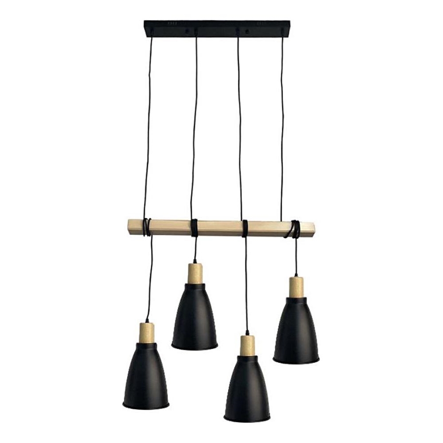 Candeeiro suspenso 4xE27/60W/230V preto