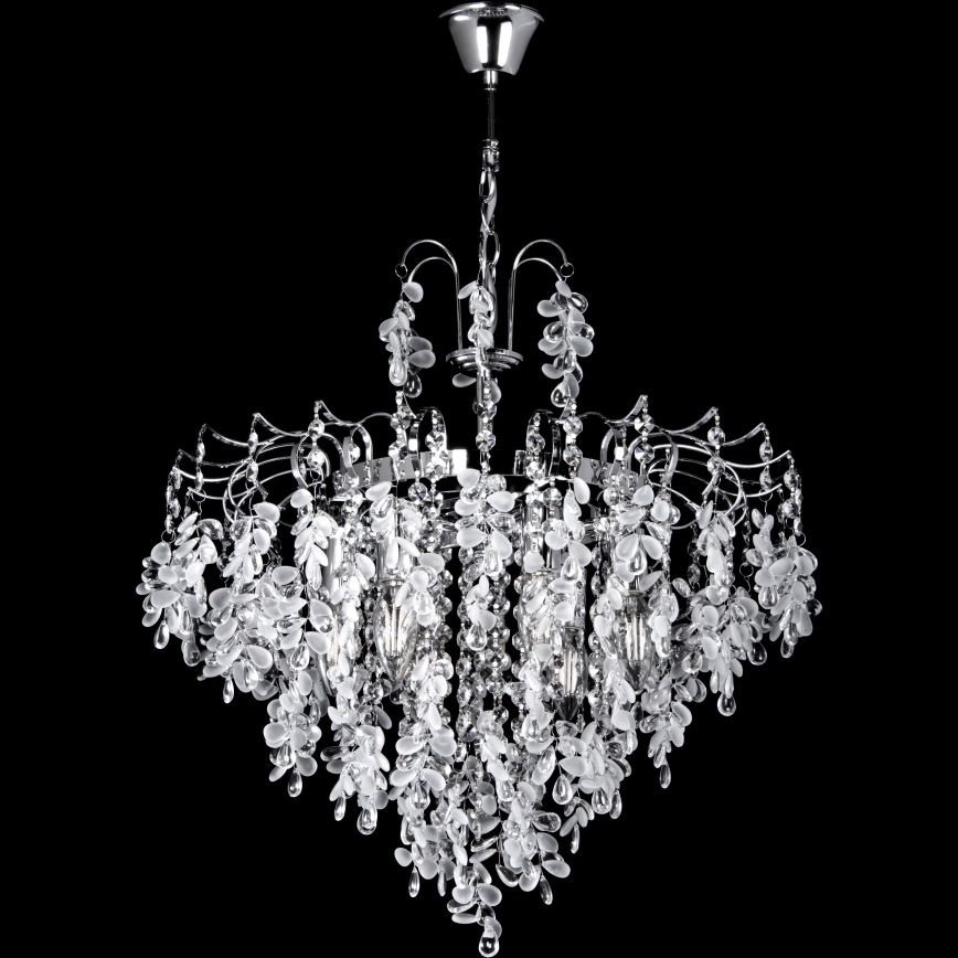 Candeeiro suspenso 6xE14/60W/230V diâmetro 50 cm cromado brilhante