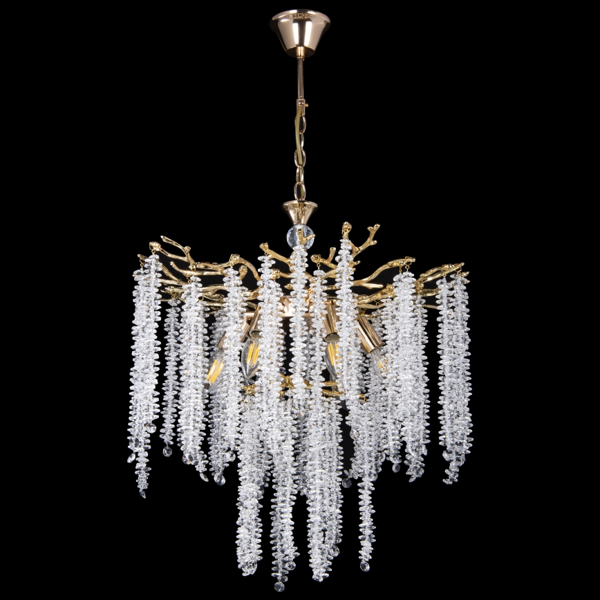 Candeeiro suspenso 6xE14/60W/230V diâmetro 53 cm dourado