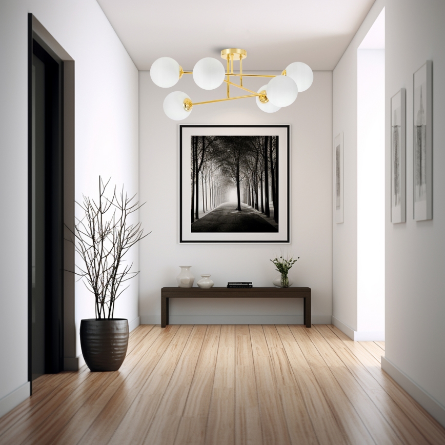 Candeeiro suspenso 6xE27/35W/230V diâmetro 80 cm dourado