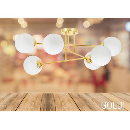 Candeeiro suspenso 6xE27/35W/230V diâmetro 80 cm dourado