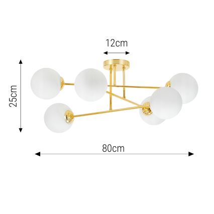 Candeeiro suspenso 6xE27/35W/230V diâmetro 80 cm dourado