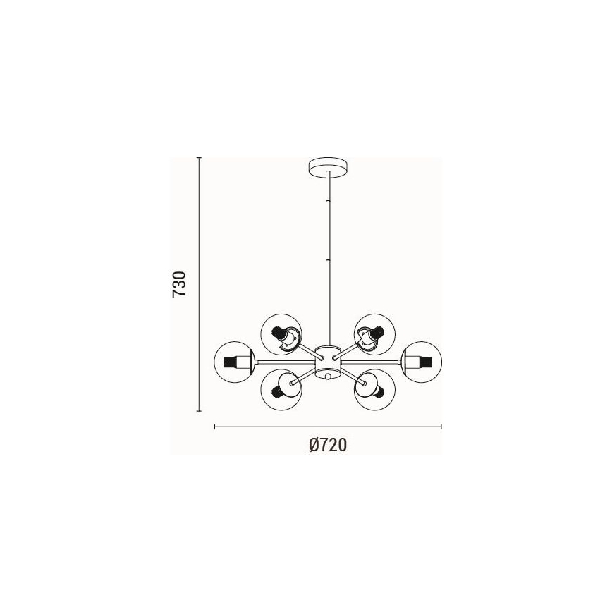 Candeeiro suspenso 6xE27/40W/230V latão