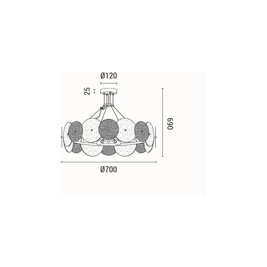 Candeeiro suspenso 8xE14/40W/230V