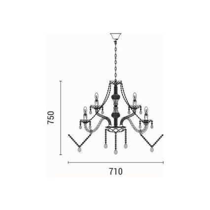 Candeeiro suspenso 9xE14/15W/230V