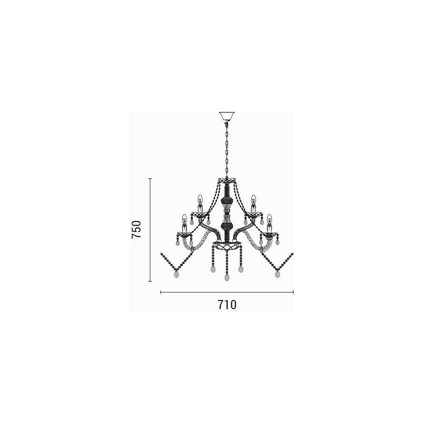 Candeeiro suspenso 9xE14/15W/230V