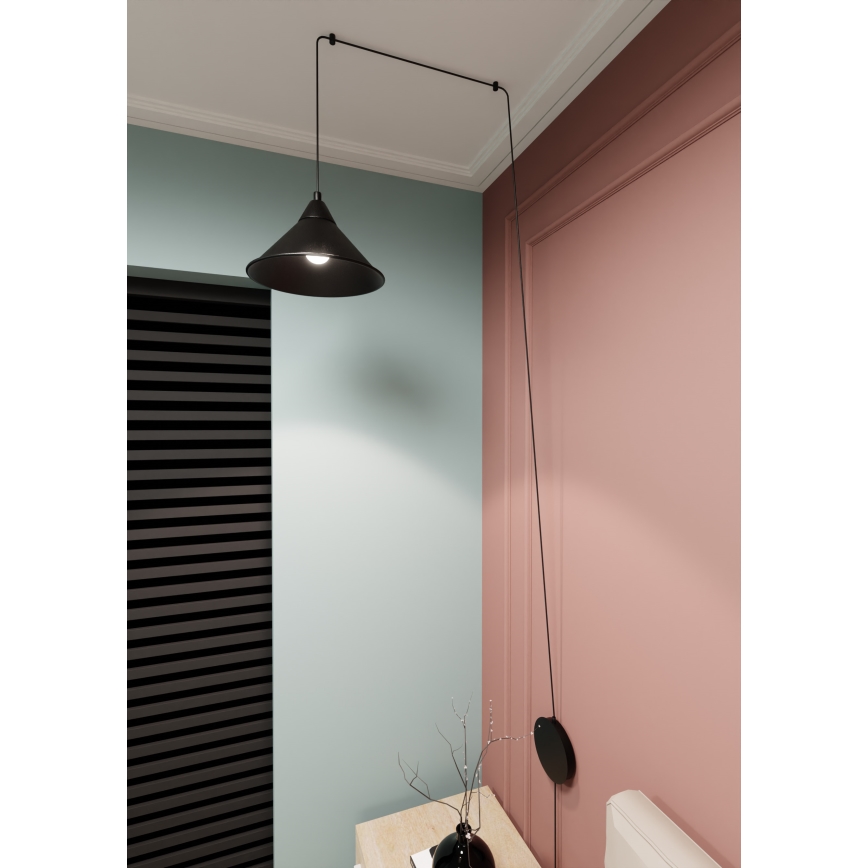 Candeeiro suspenso ABRAMO 1xE27/15W/230V preto