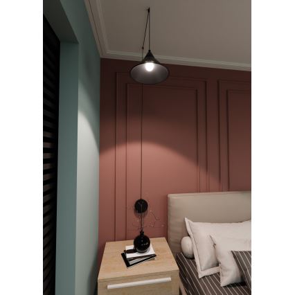 Candeeiro suspenso ABRAMO 1xE27/15W/230V preto