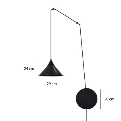 Candeeiro suspenso ABRAMO 1xE27/15W/230V preto