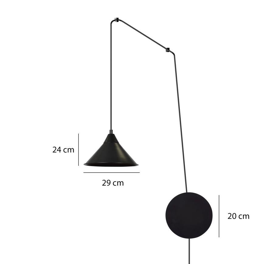 Candeeiro suspenso ABRAMO 1xE27/15W/230V preto