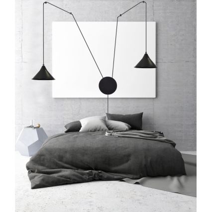 Candeeiro suspenso ABRAMO 2xE27/15W/230V preto