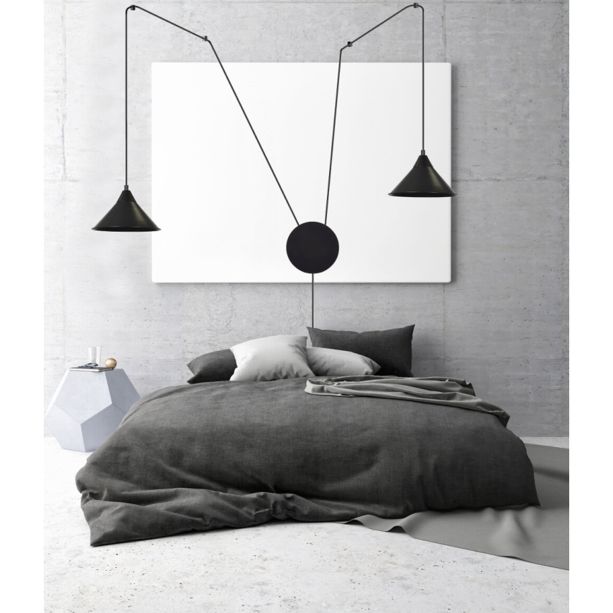 Candeeiro suspenso ABRAMO 2xE27/15W/230V preto