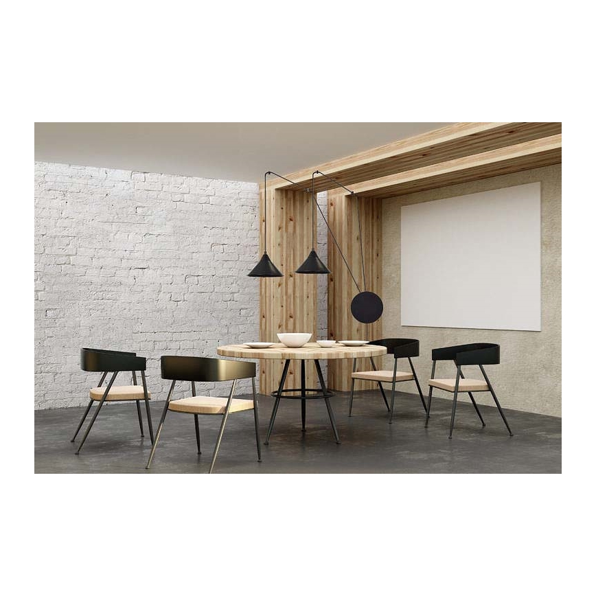 Candeeiro suspenso ABRAMO 2xE27/15W/230V preto