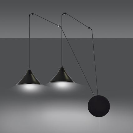 Candeeiro suspenso ABRAMO 2xE27/15W/230V preto