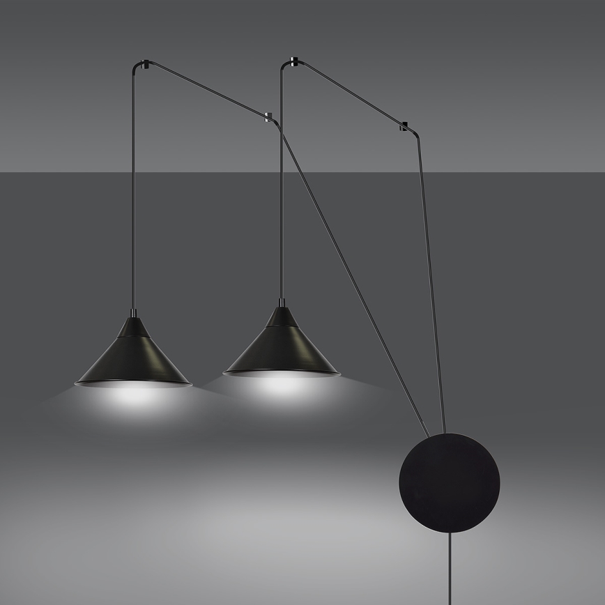 Candeeiro suspenso ABRAMO 2xE27/15W/230V preto