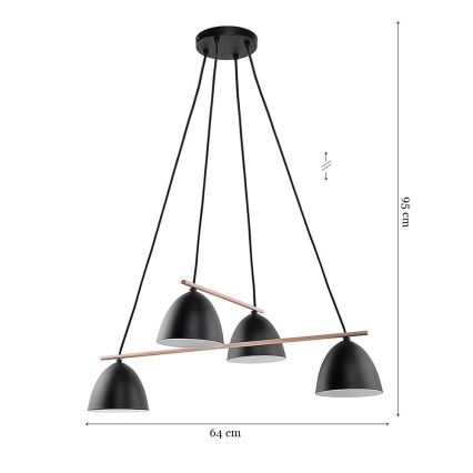 Candeeiro suspenso AIDA 4xE27/15W/230V