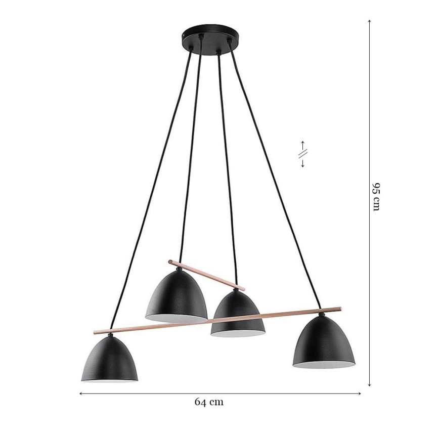 Candeeiro suspenso AIDA 4xE27/15W/230V