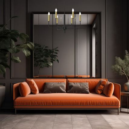 Candeeiro suspenso AKASYA 6xE14/15W/230V preto/dourado