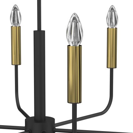Candeeiro suspenso AKASYA 6xE14/15W/230V preto/dourado