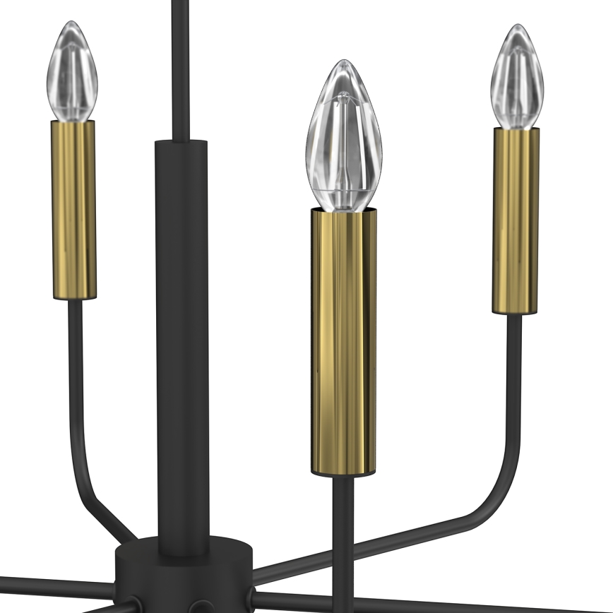 Candeeiro suspenso AKASYA 6xE14/15W/230V preto/dourado