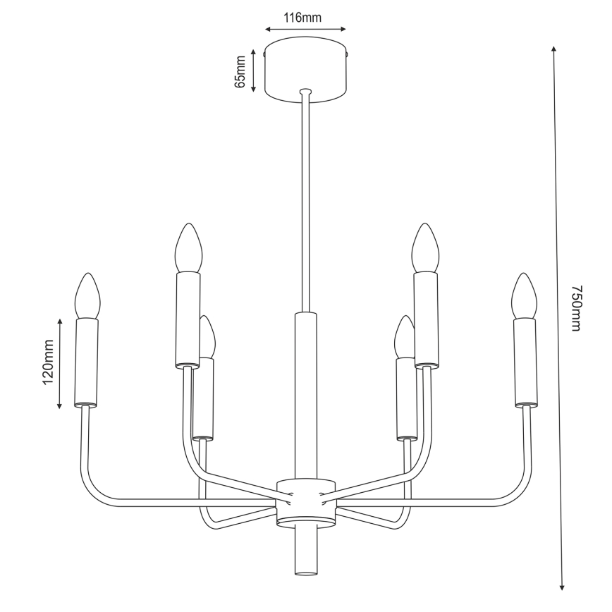 Candeeiro suspenso AKASYA 6xE14/15W/230V preto/dourado