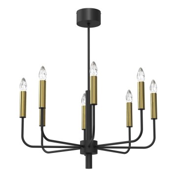 Candeeiro suspenso AKASYA 8xE14/15W/230V preto/dourado