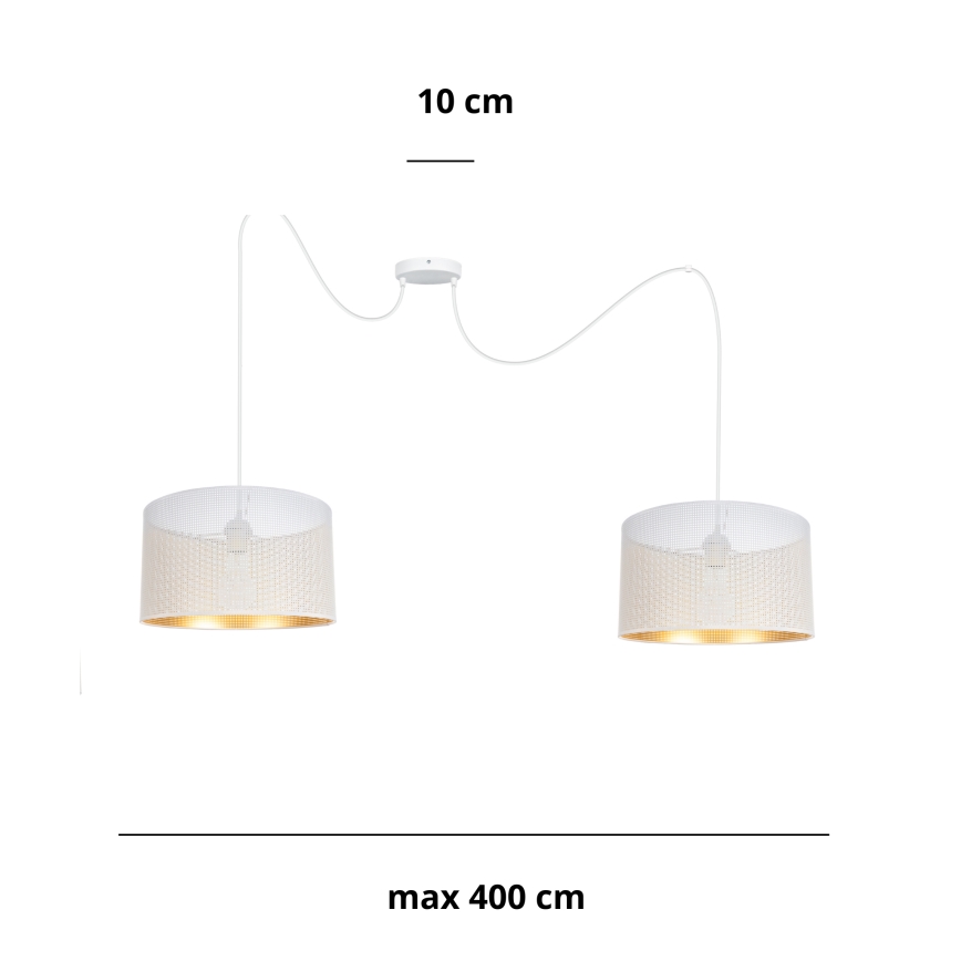 Candeeiro suspenso ALDO 2xE27/60W/230V aranha branco