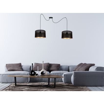 Candeeiro suspenso ALDO 2xE27/60W/230V aranha preto