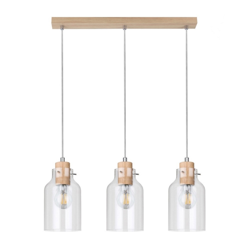 Candeeiro suspenso ALESSANDRO 3xE27/60W/230V carvalho