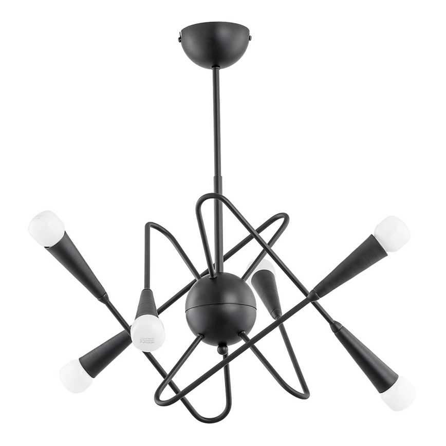Candeeiro suspenso APPER 6xE14/10W/230V preto