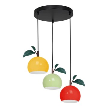 Candeeiro suspenso APPLE 3xE27/15W/230V colorido
