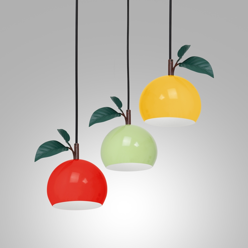 Candeeiro suspenso APPLE 3xE27/15W/230V colorido