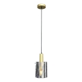 Candeeiro suspenso ARCADIA 1xE27/60W/230V diâmetro 13 cm dourado/fumado