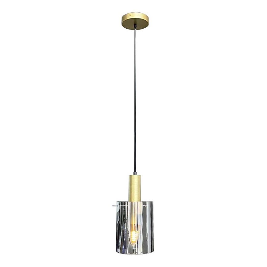 Candeeiro suspenso ARCADIA 1xE27/60W/230V diâmetro 13 cm dourado/fumado