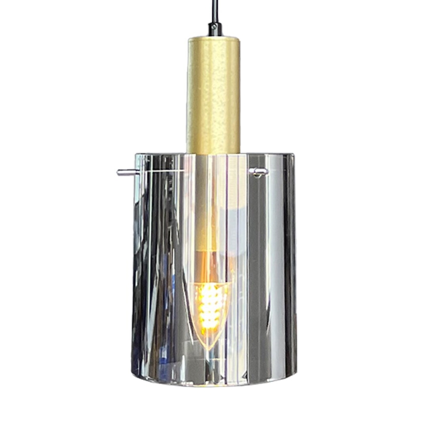 Candeeiro suspenso ARCADIA 1xE27/60W/230V diâmetro 13 cm dourado/fumado