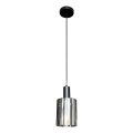 Candeeiro suspenso ARCADIA 1xE27/60W/230V diâmetro 13 cm preto/fumado