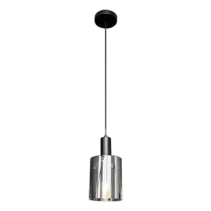Candeeiro suspenso ARCADIA 1xE27/60W/230V diâmetro 13 cm preto/fumado